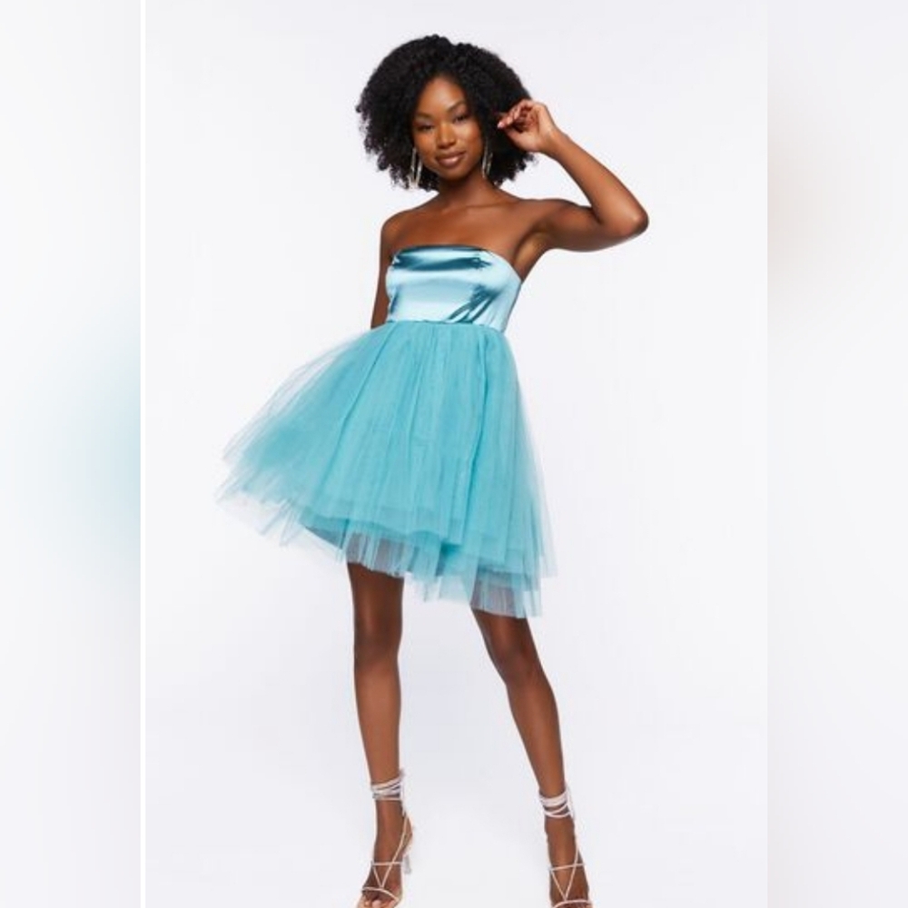 Satin Tulle Mini Dress Sz Large
